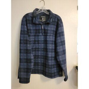 John Wayne Stock & Supply Men's Large Blue and Black Plaid Long Sleeve Collared
